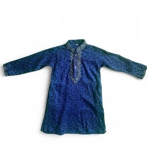 Boys Indian Middle Eastern tunic kurta, EUC, size 10, black and royal blue